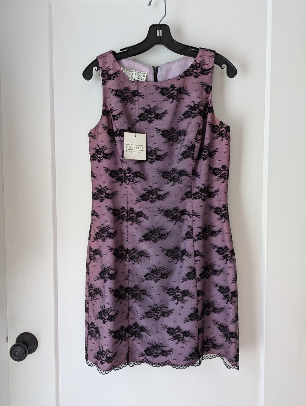 Vtg Chetta B Evening Sz8 Purple Black Mesh Short Dress Sleeveless Y2K Gothic